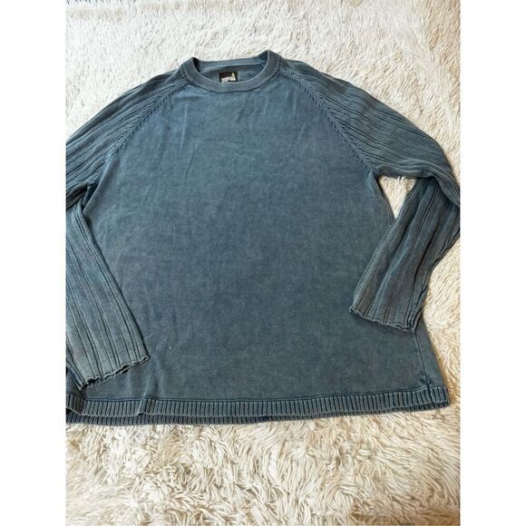 Weekends off men crew neck raglan sapphire ribbed sweatshirt L - Picture 2 of 7